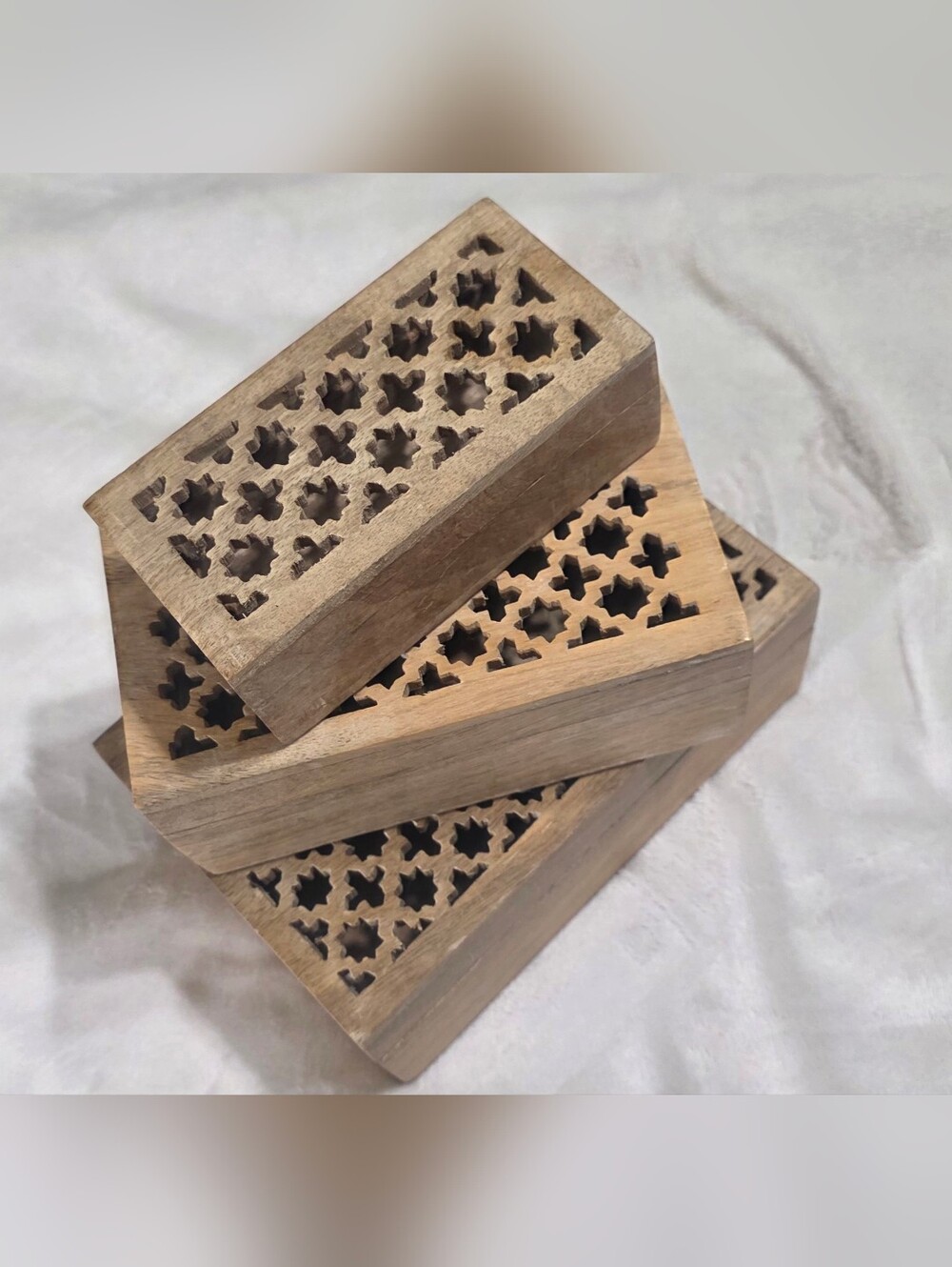 My Mela - Hand-Carved Wooden Decorative Boxes - Natural Brown